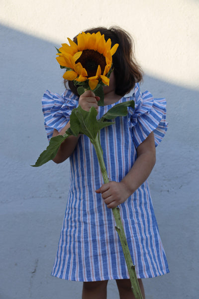 Serene Stripes Pure Linen Dress