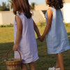 Whispering Butterflies Pure Linen Dress - Sky Blue