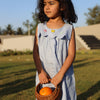 Whispering Butterflies Pure Linen Dress - Sky Blue