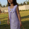 Whispering Butterflies Pure Linen Dress - Purple