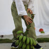 Country Chic Pure Linen Shirt Pants Suspendor Outfit Set - Olive Green Colour