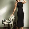 Solid Black Colour Long Dress Pure Linen - Funny Bones Clothings