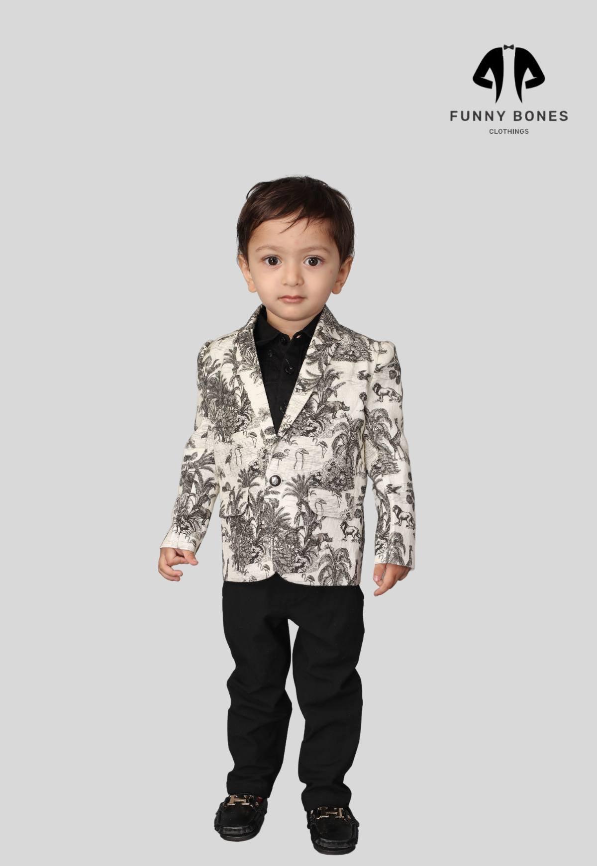 Wildlife Printed Pure Linen Blazer Only - Funny Bones Clothings