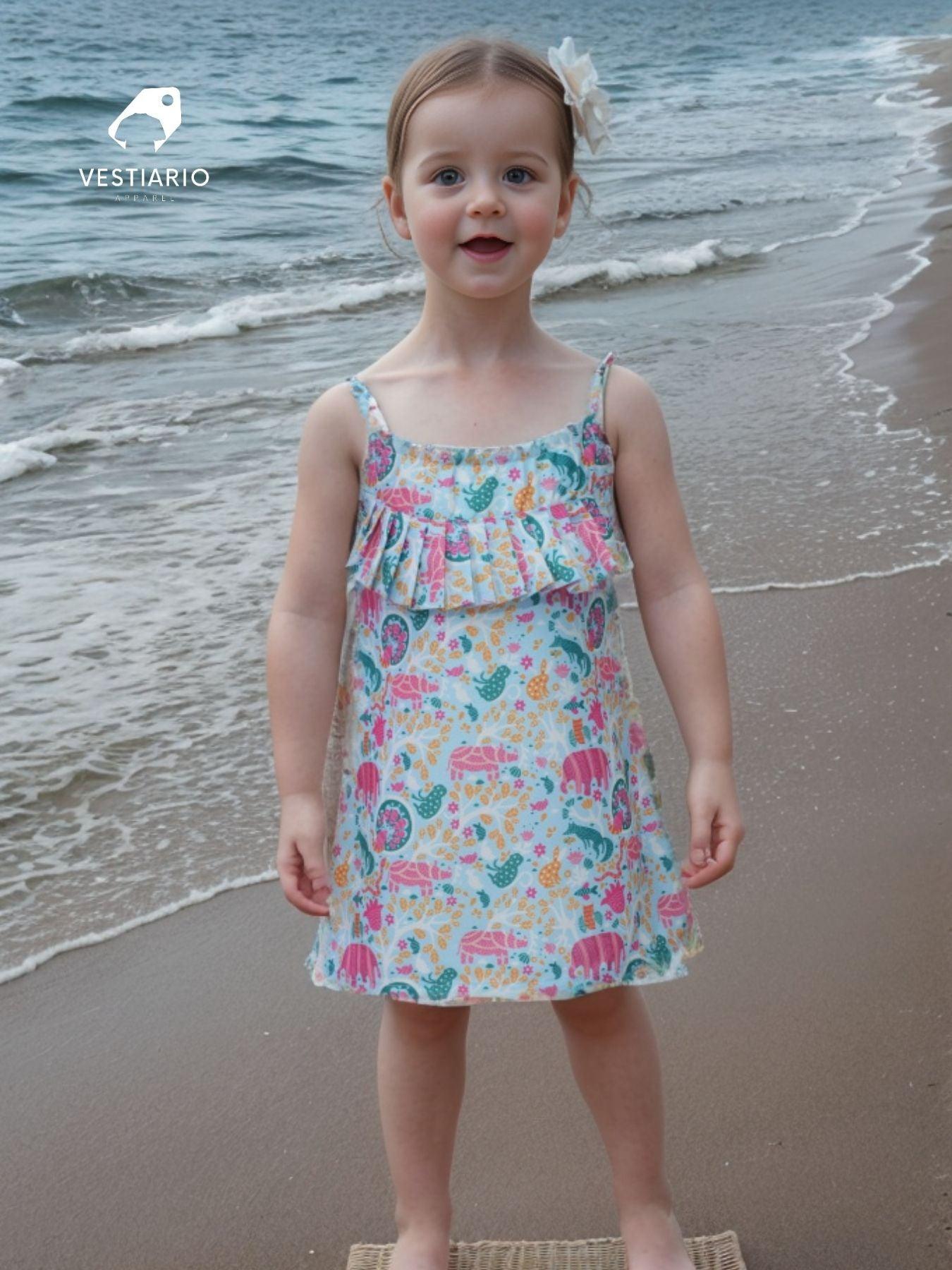 Colourful Animal Print Blend Linen Dress - Funny Bones Clothings