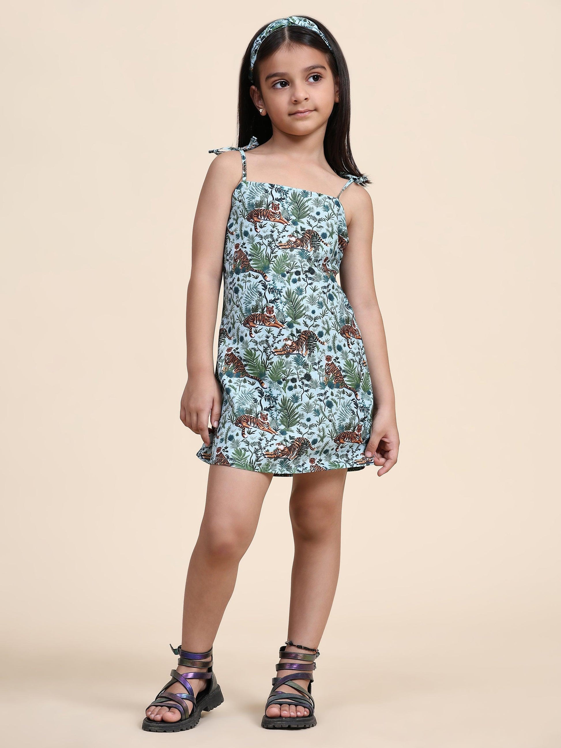 Tiger Print Blend Linen Dress - Funny Bones Clothings