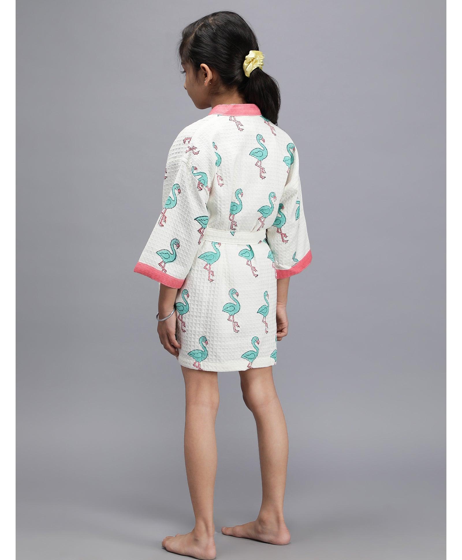 Flamingo Print Premium Quality 100% Cotton Bathrobe - Funny Bones Clothings