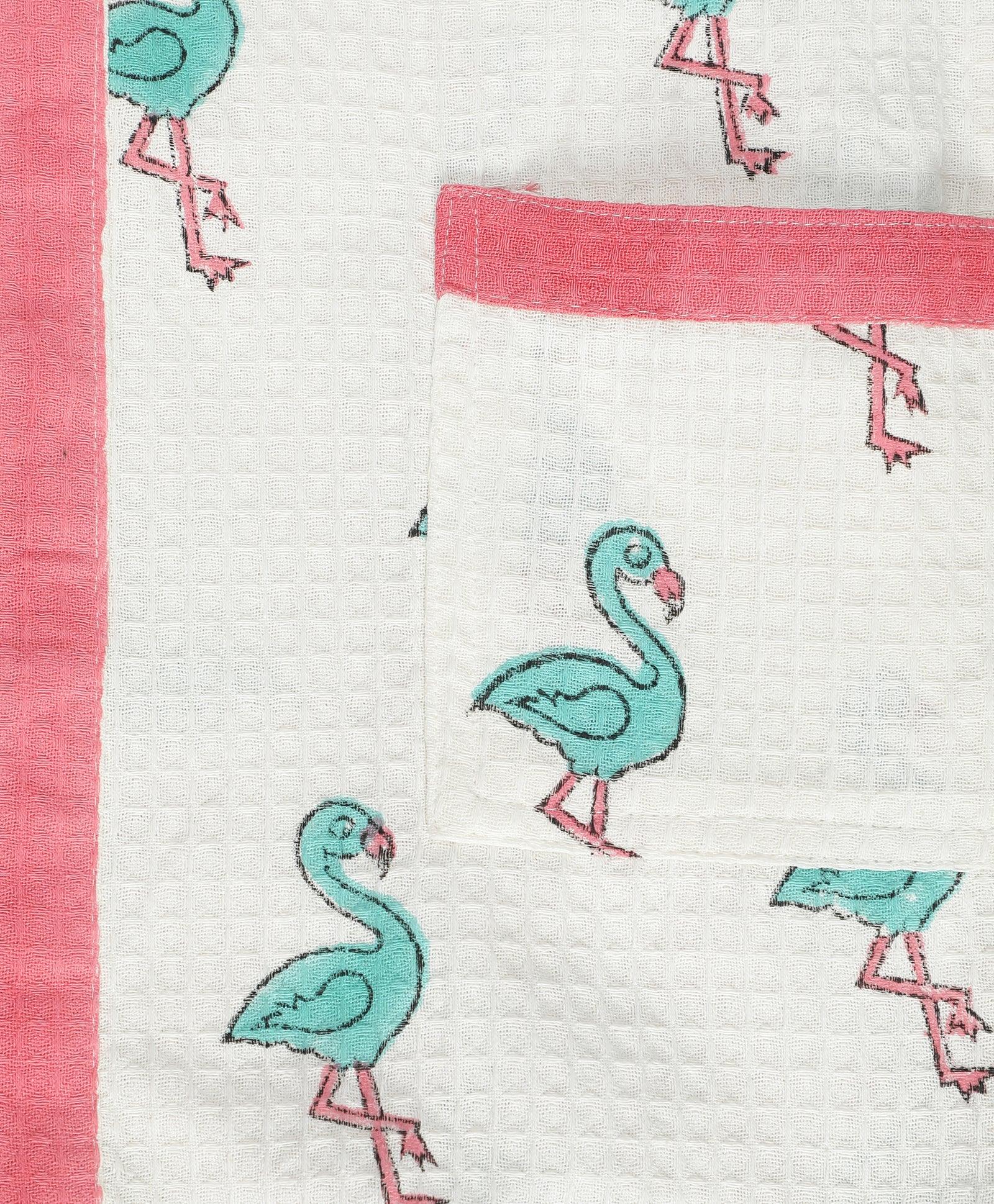 Flamingo Print Premium Quality 100% Cotton Bathrobe - Funny Bones Clothings