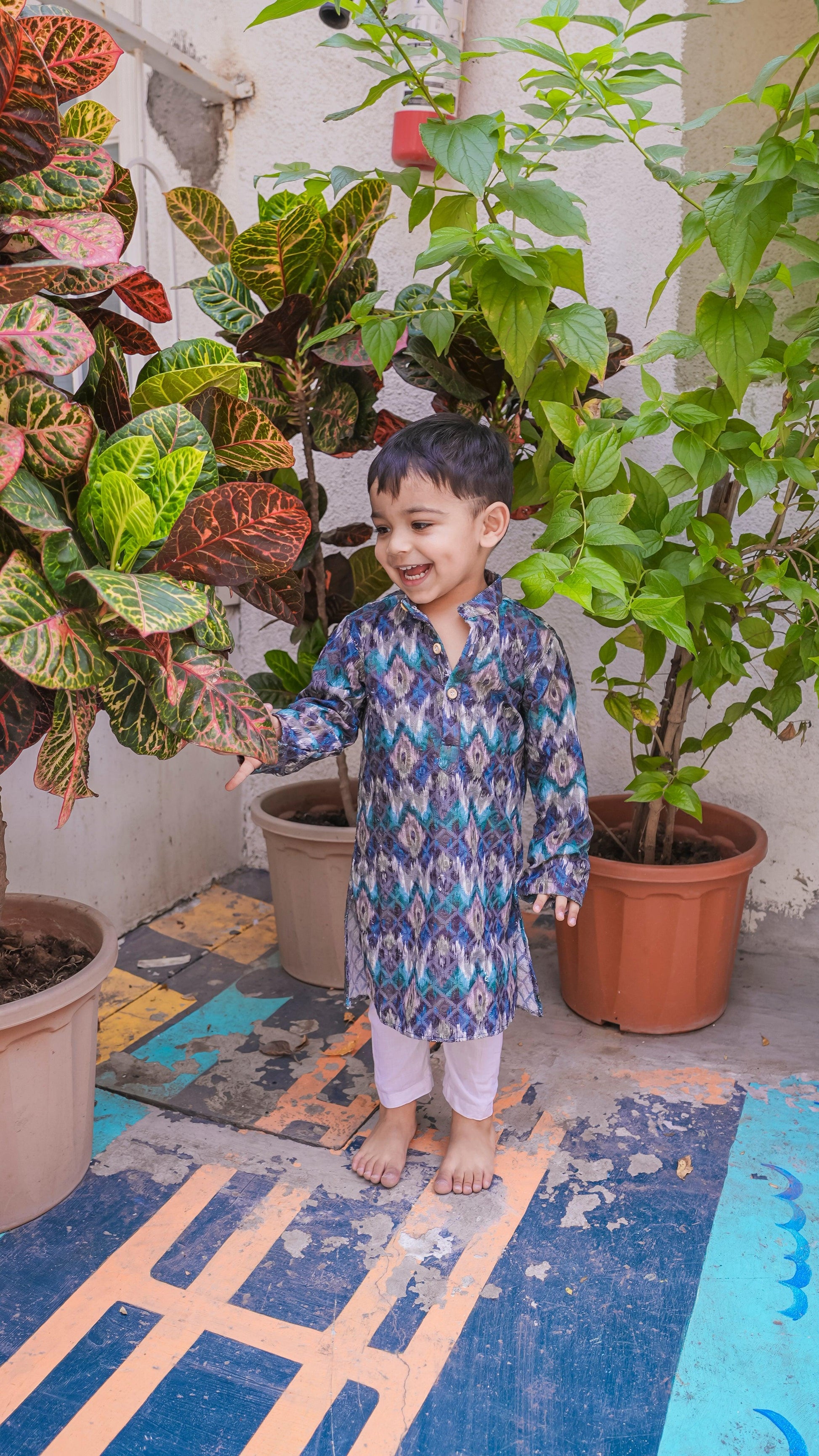 Deep Coarl Embriodary Kurta and Cotton Pajama Set - Funny Bones Clothings