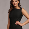 Solid Black Colour Long Dress Pure Linen - Funny Bones Clothings