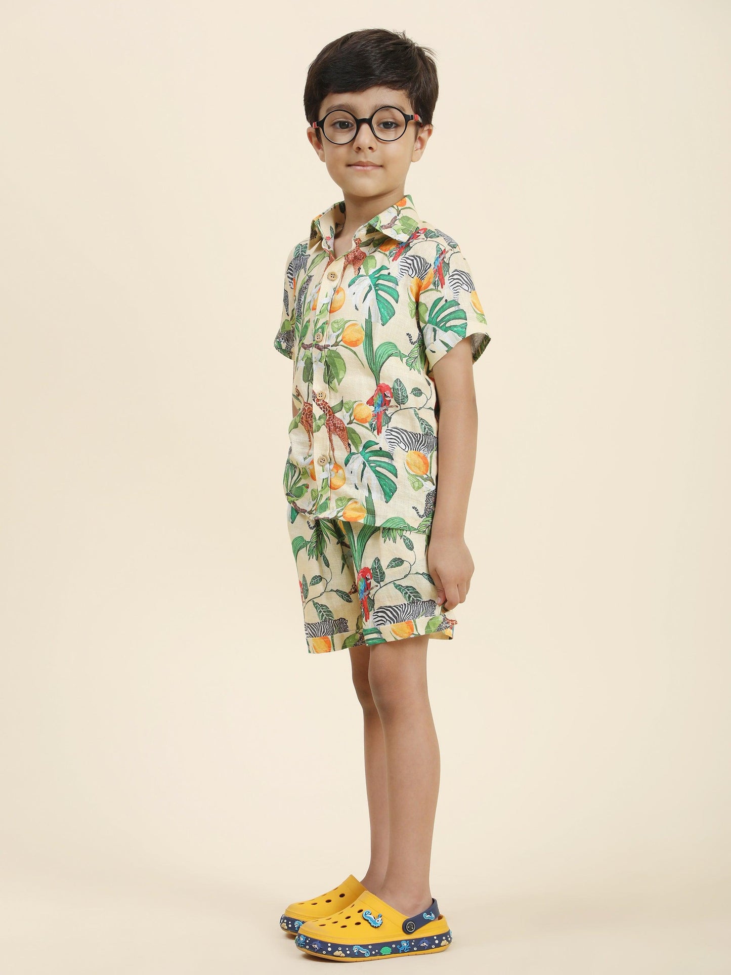 African Forest Themed Printed Pure Linen Premium Co-ords - Funny Bones Clothings