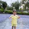 Classic Unisex Yellow White Collared Shirt & Shorts Set - Funny Bones Clothings