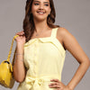 Solid Lemon Yellow Pure Linen Jumpsuit - Funny Bones Clothings