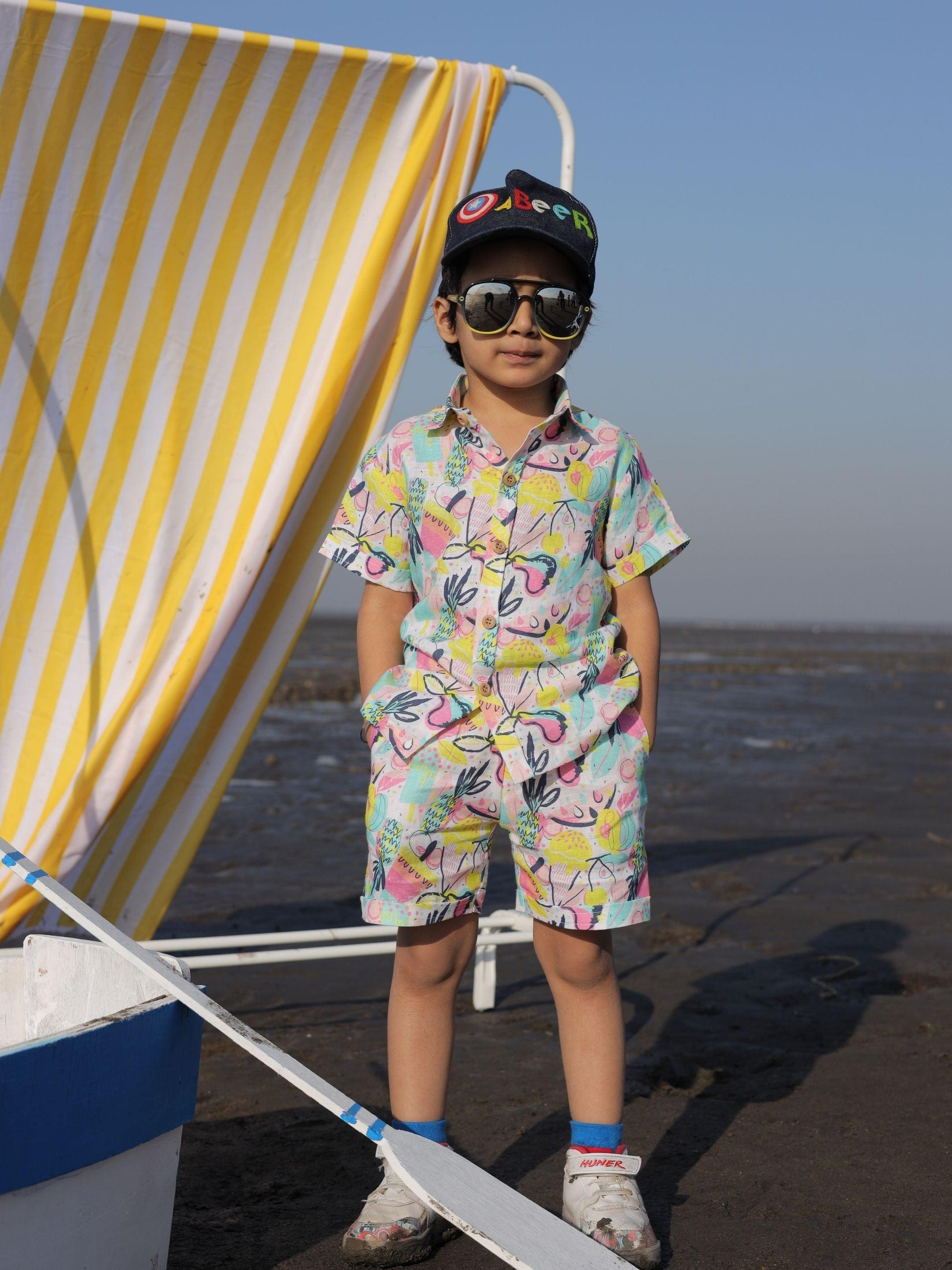 Fruit and Punch Printed Pure Linen Premium Co-ords - Funny Bones Clothings