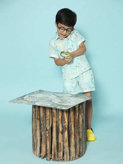 Waterlife Printed Pure Linen Premium Co-ords - Funny Bones Clothings