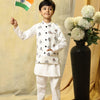 Dog Print Linen Koti with Pure Cotton White Kurta Pajama Set - Funny Bones Clothings