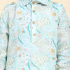 Waterlife Print Pure Linen Kurta and Premium Cotton Pajama Set - Funny Bones Clothings