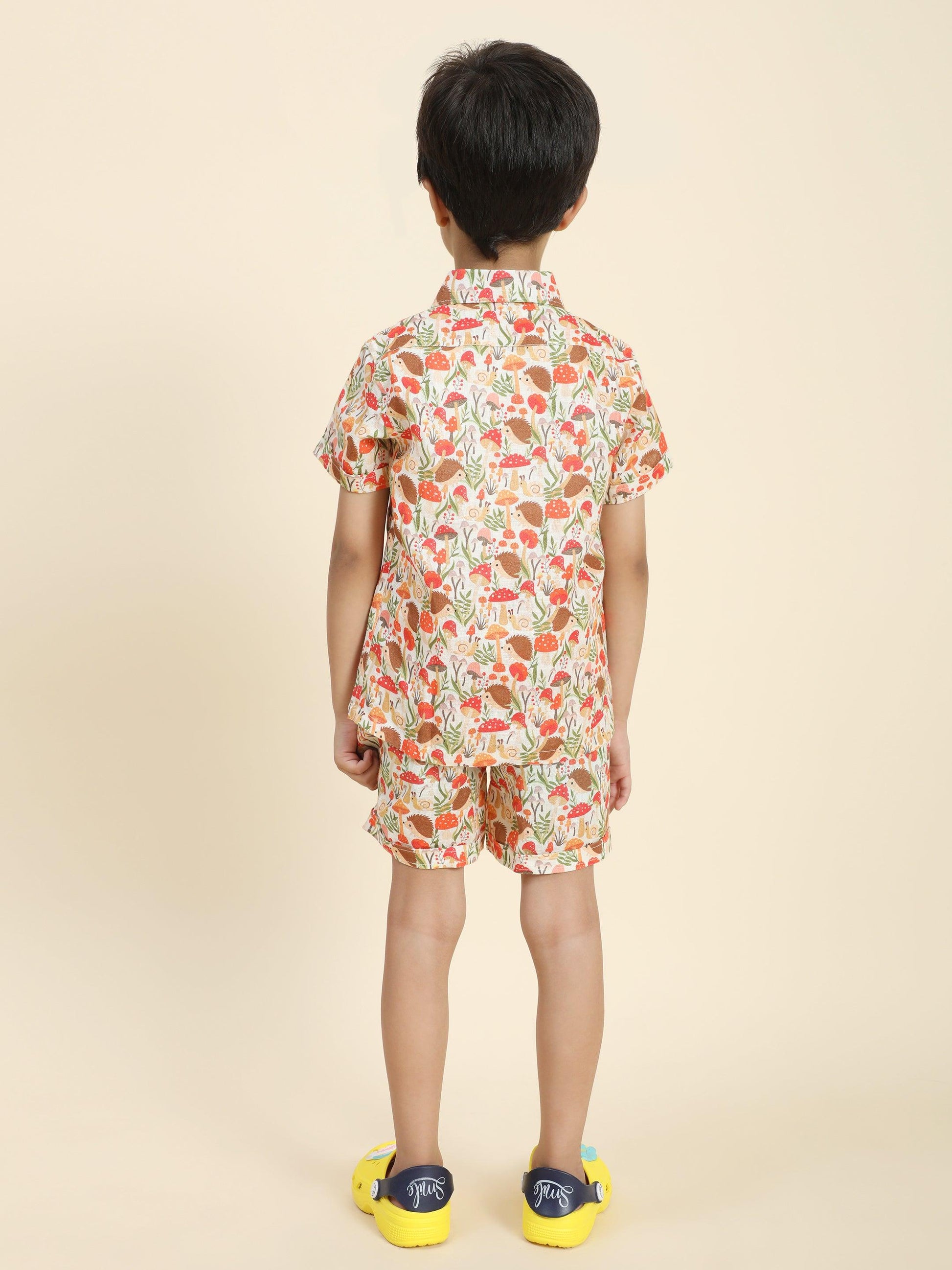 Mushrooms Printed Pure Linen Premium Co-ords - Funny Bones Clothings