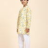 Lemon Print Vestiario's Blend Linen Kurta Pajama Set - Funny Bones Clothings