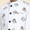 Dog Print Linen Koti with Pure Cotton White Kurta Pajama Set - Funny Bones Clothings