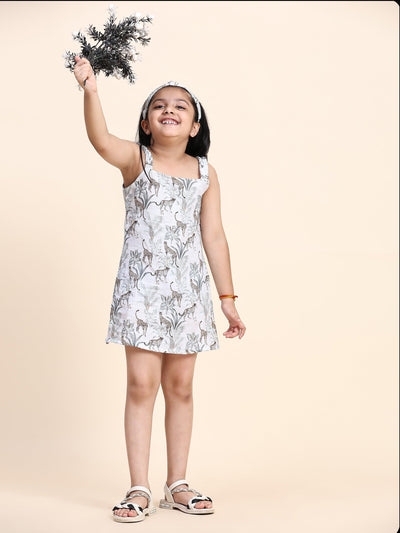 Leopard Print Pure Linen Dress - Funny Bones Clothings