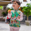 Monkey Print Satin Koti withPink Linen kurta Style Coord Pajama Set - Funny Bones Clothings