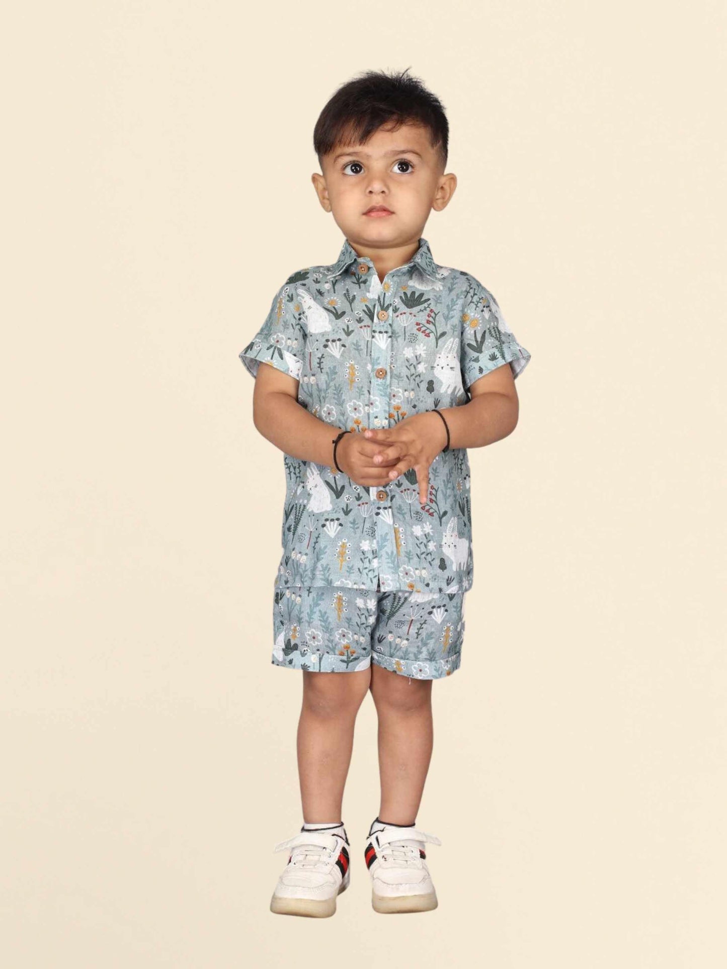White Rabbit Printed Pure Linen Premium Co-ords - Funny Bones Clothings
