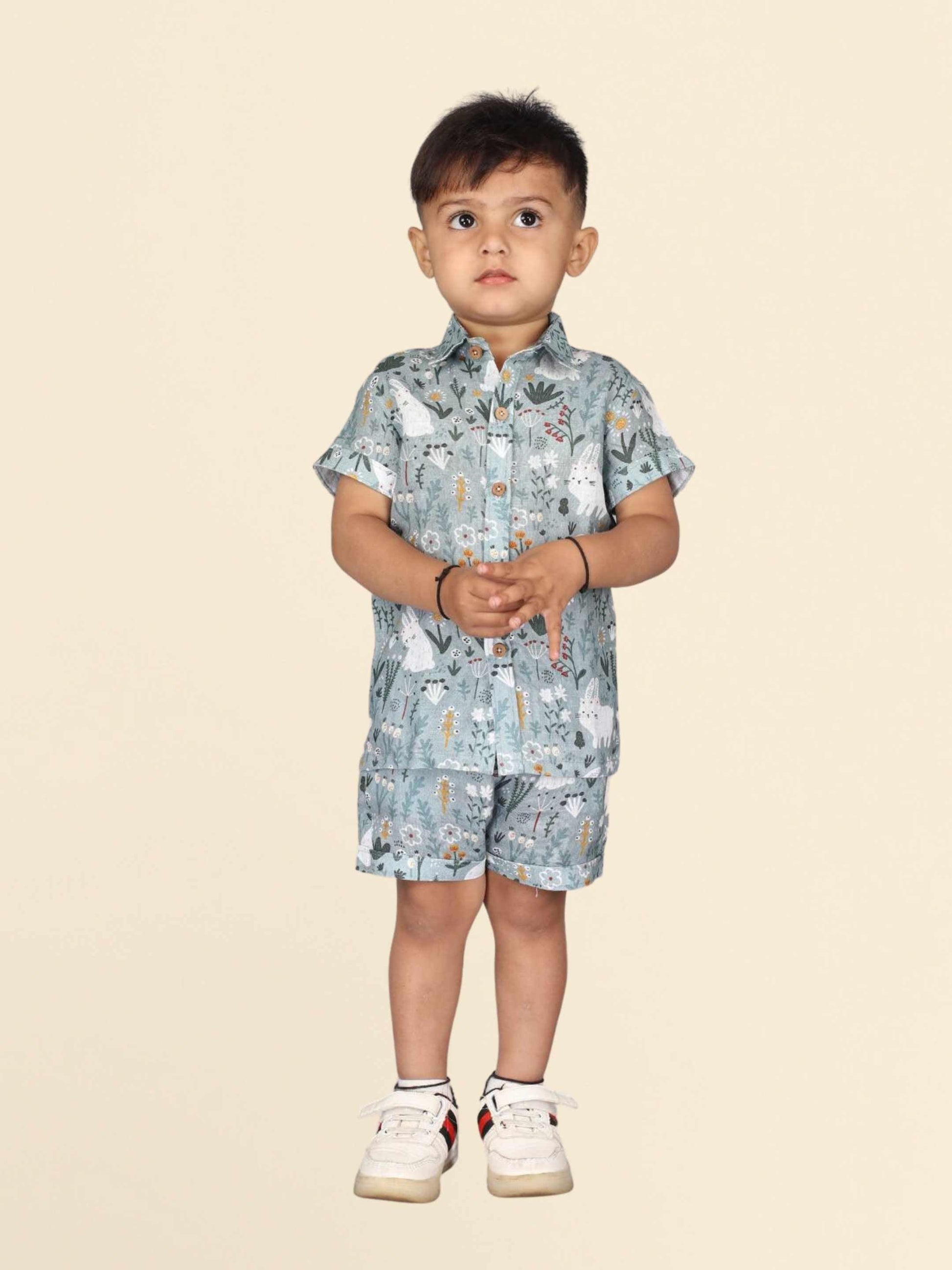 White Rabbit Printed Pure Linen Premium Co-ords - Funny Bones Clothings