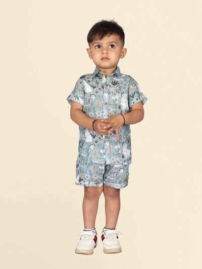 White Rabbit Print Pure Linen Shirt