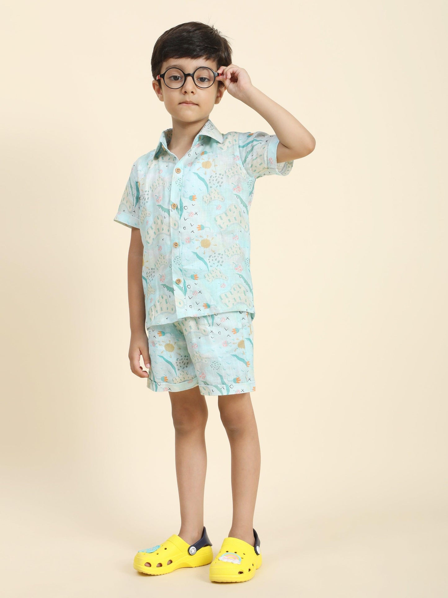 Waterlife Printed Pure Linen Premium Co-ords - Funny Bones Clothings