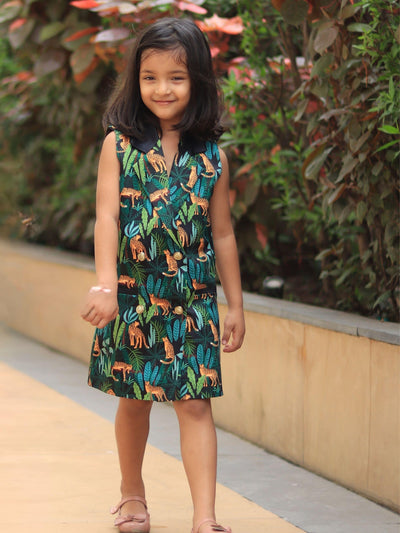 Black Leopard Print Satin Blazer Dress - Funny Bones Clothings