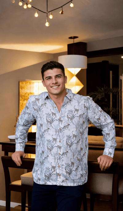 Leopard Print Pure Linen Shirts - Funny Bones Clothings