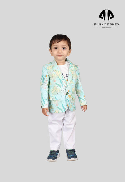 Waterlife Printed Pure Linen Blazer Only - Funny Bones Clothings