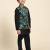 Black Leopard Satin Koti with Black Kurta Pajama Set - Funny Bones Clothings