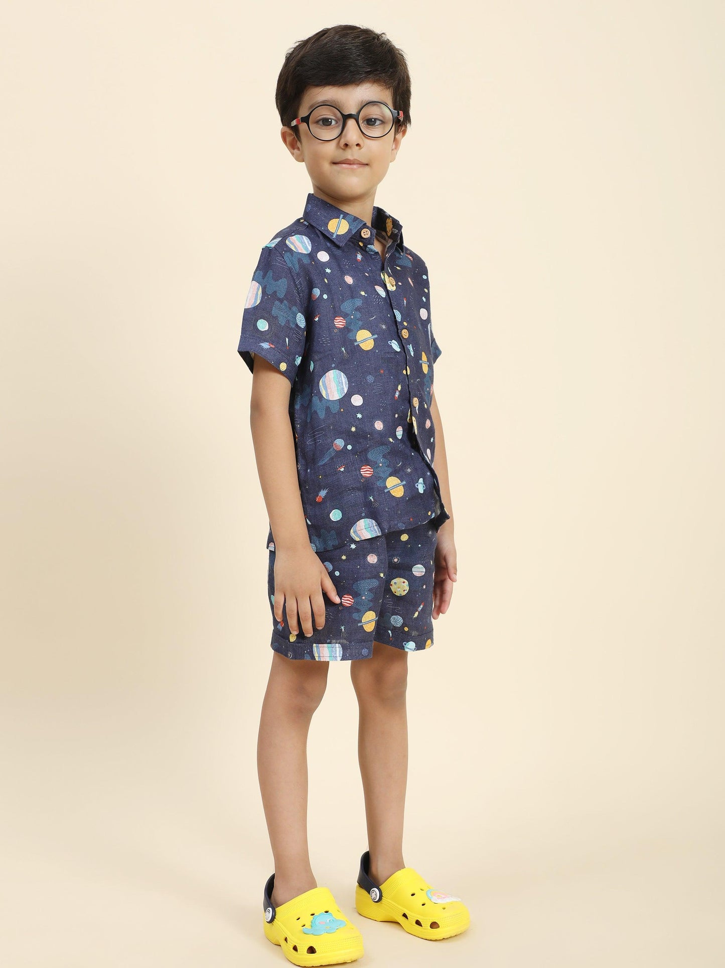 Planet Printed Pure Linen Premium Co-ords - Funny Bones Clothings