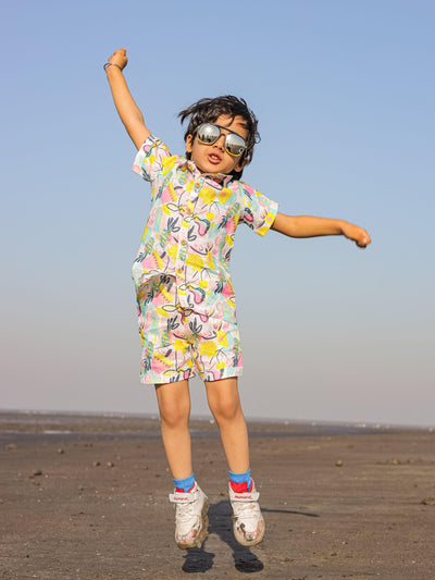 Fruits and Punch Print Pure Linen Shirt