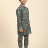 Dark flowers Print Pure Linen Kurta and Pajama Set - Funny Bones Clothings