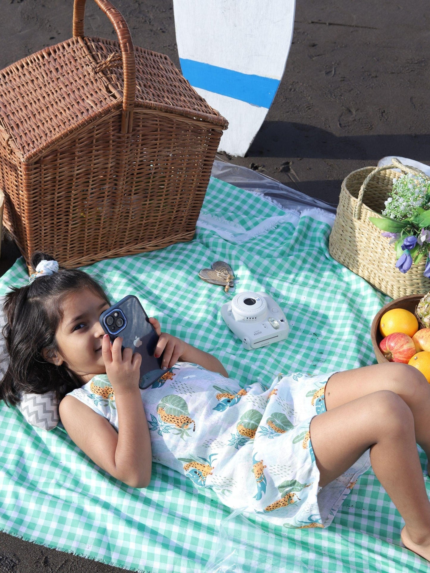 Leafy Leopard Printed Pure Linen Dress - Funny Bones Clothings