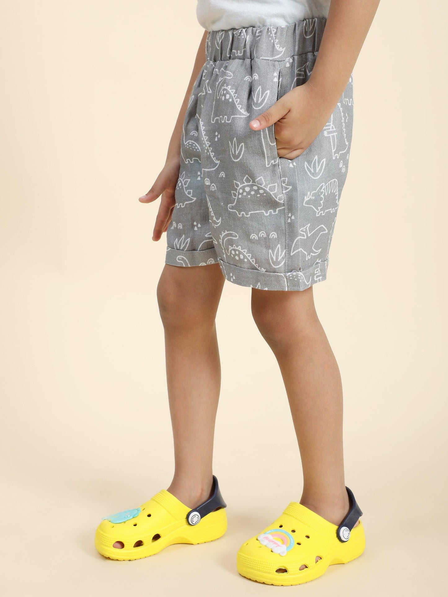 Dino Printed Pure Linen Premium Co-ords - Funny Bones Clothings