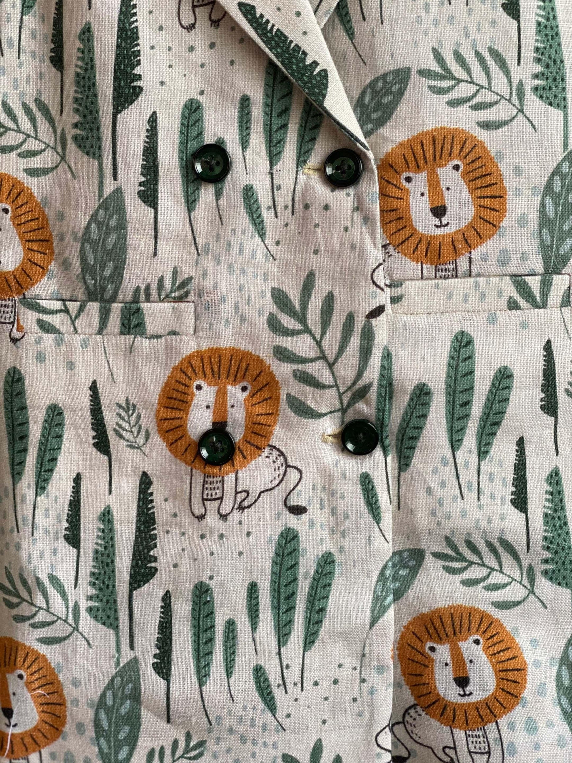 Lion Print Pure Linen Blazer Dress - Funny Bones Clothings