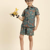 Dark Flower Printed Pure Linen Premium Co-ords - Funny Bones Clothings