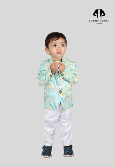 Waterlife Printed Pure Linen Blazer Only - Funny Bones Clothings