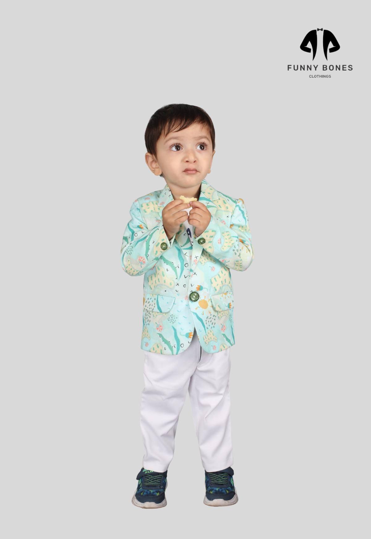 Waterlife Printed Pure Linen Blazer Set - Funny Bones Clothings