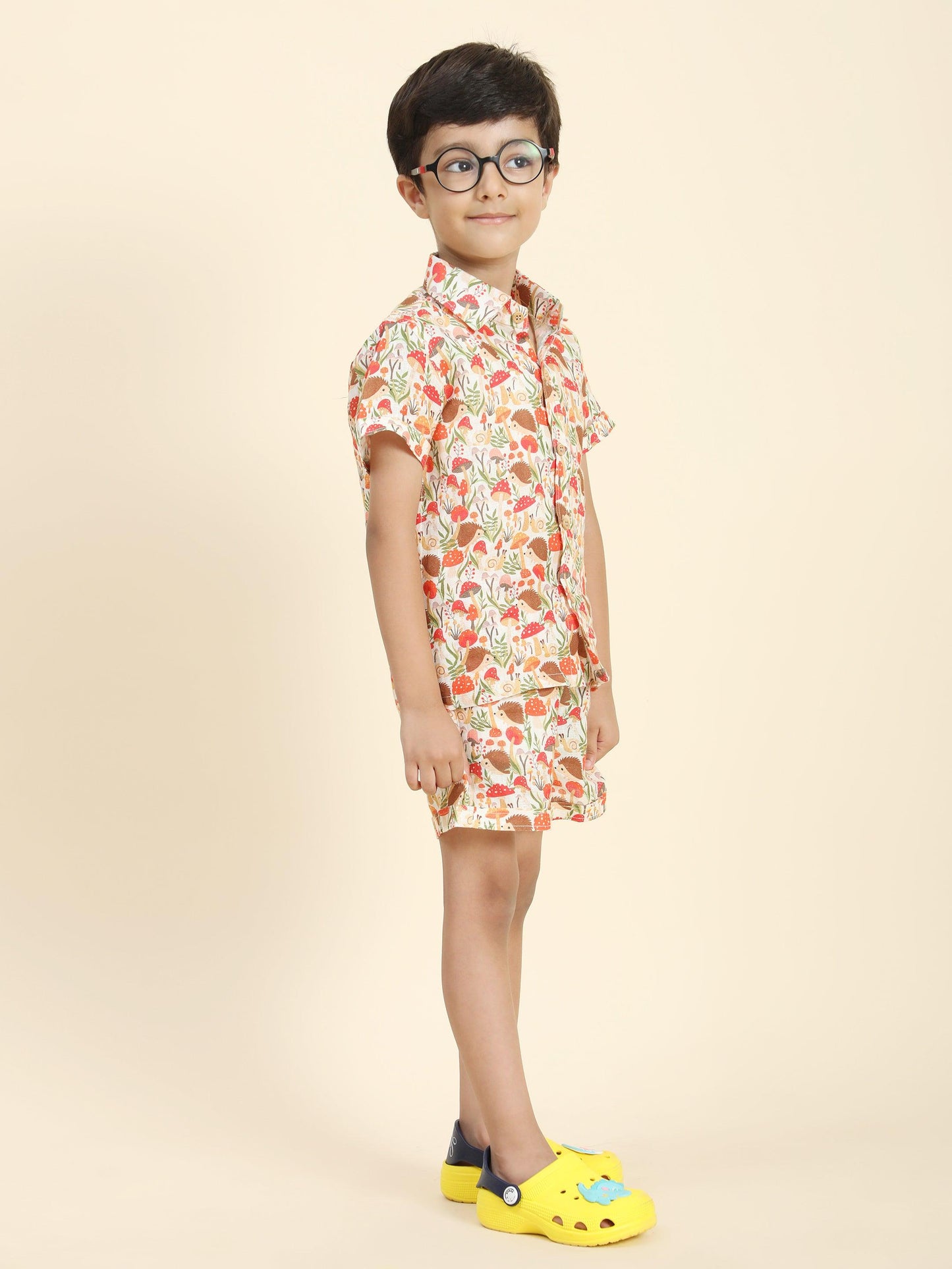 Mushrooms Printed Pure Linen Premium Co-ords - Funny Bones Clothings