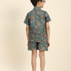 Dark Flower Printed Pure Linen Premium Co-ords - Funny Bones Clothings