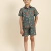Dark Flower Printed Pure Linen Premium Co-ords - Funny Bones Clothings