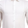 Half Pintex Tuxedo Shirt 100% Premium Cotton Satin for Men (White Colour) - Funny Bones Clothings