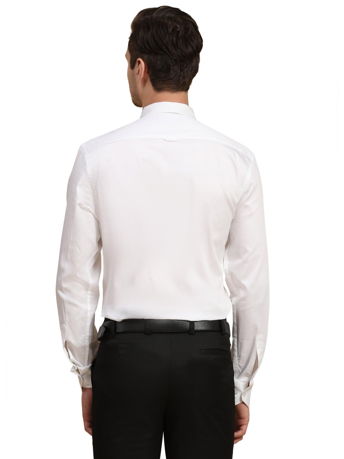 Full Pintex Tuxedo Shirt 100% Premium Cotton Satin for Men (White Colour) - Funny Bones Clothings
