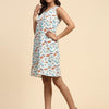 Checks and Skates Print Pure Linen Casual Dress - Funny Bones Clothings