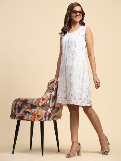 Climbing Bear Print Pure Linen Casual Dress - Funny Bones Clothings