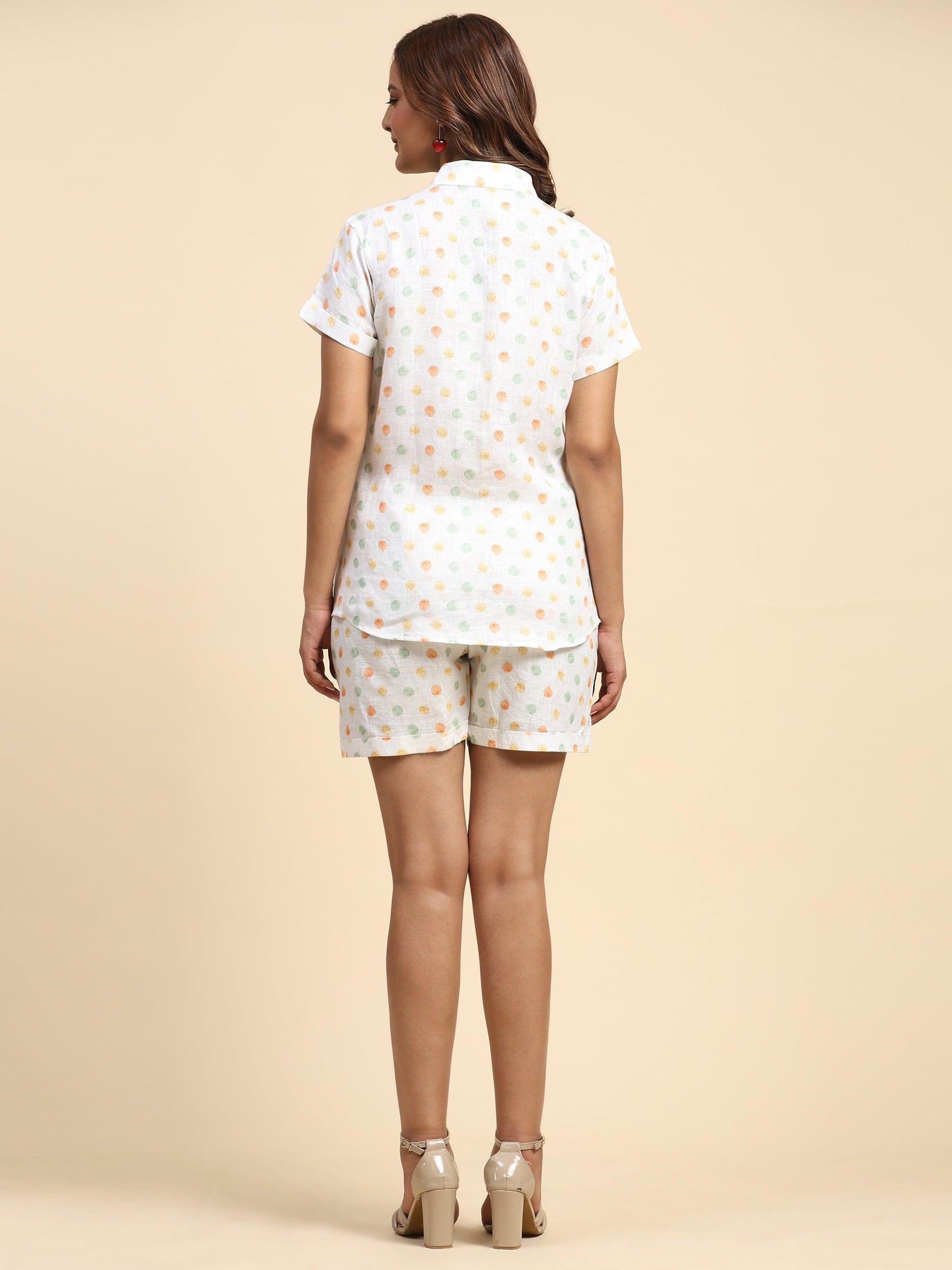 Fireballs Print Pure Linen Coord Set - Funny Bones Clothings